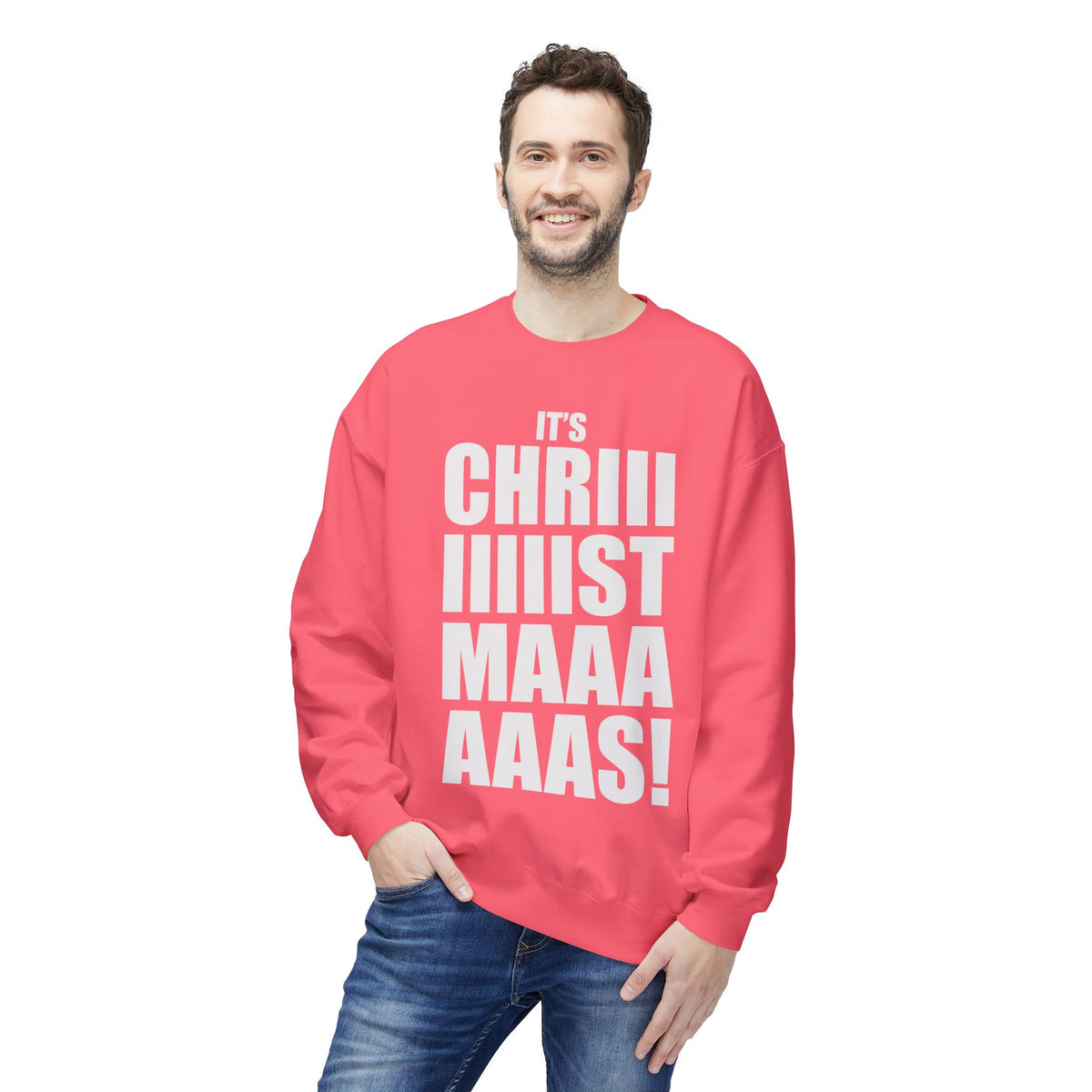 Christmas Shoutout Crewneck Sweatshirt — "It's Chriiistmaaaaas!" Holiday Graphic