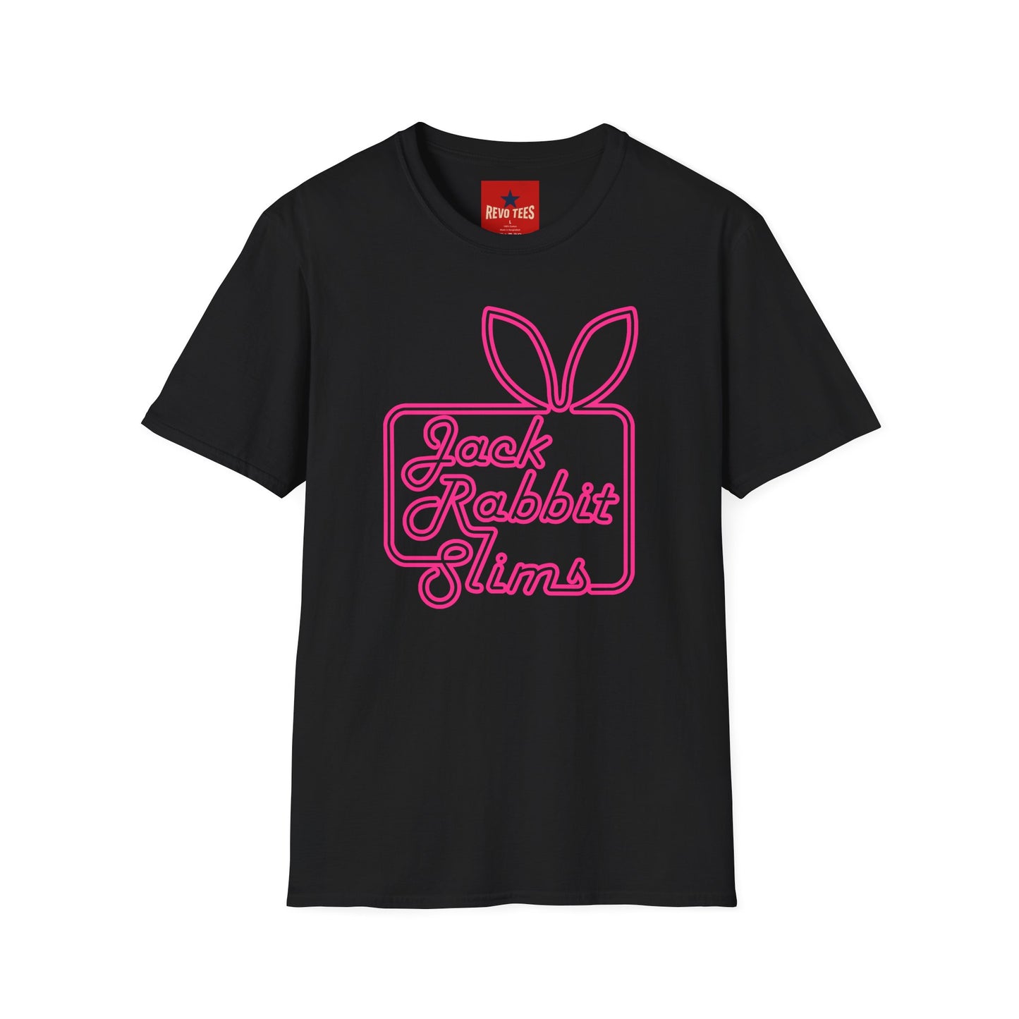 Jack Rabbit Slims T‑Shirt — Retro Neon Bunny Logo Tee