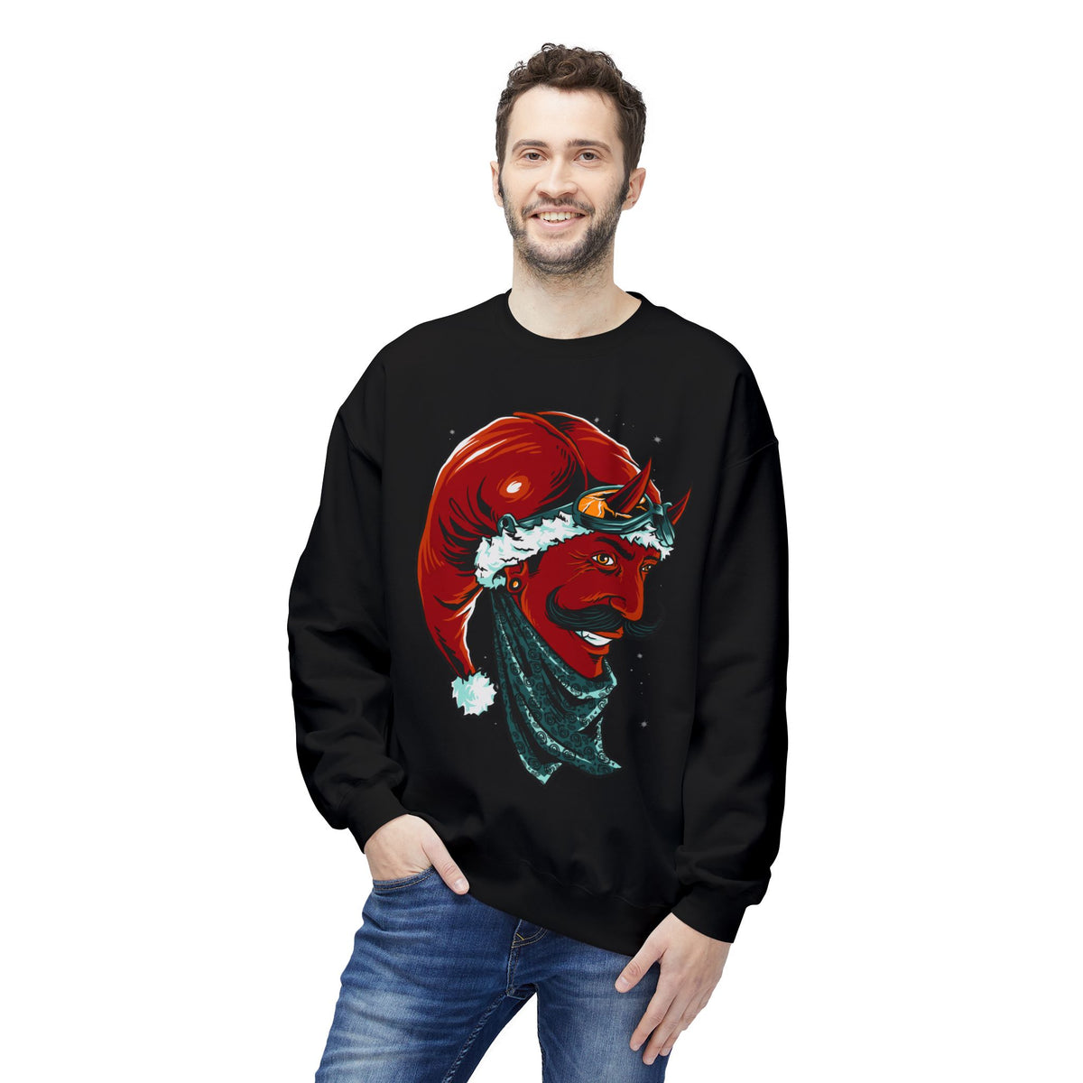 Devil Santa — Vintage Holiday Demon Graphic Crewneck Sweatshirt