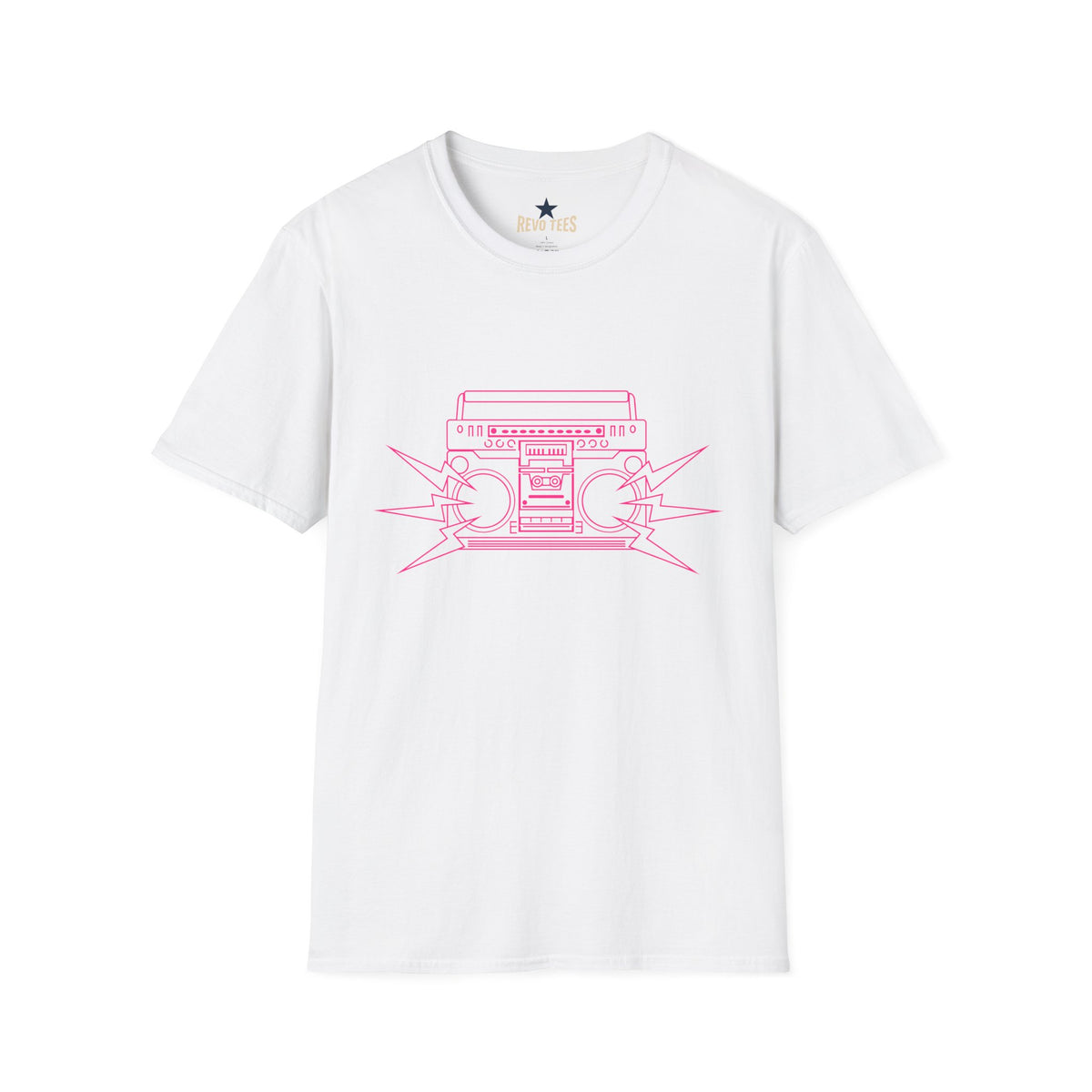 Revotees Retro Boombox Pink Line Art Vintage Radio Graphic T-Shirt - alternate view 2