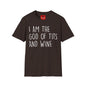 Graphic T-Shirt — "I Am the God of Tits and Wine" Funny Slogan Tee for Wine Lovers & Bachelorette Gifts