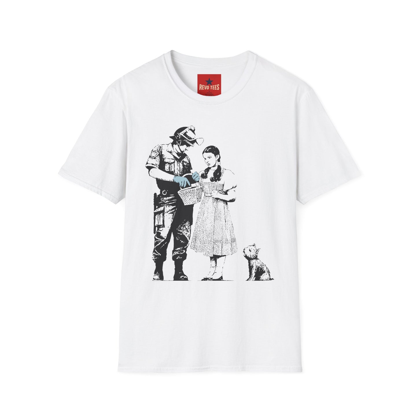Banksy T-Shirt — Police Officer and Girl Stencil Art Tee (Banksy-Style)