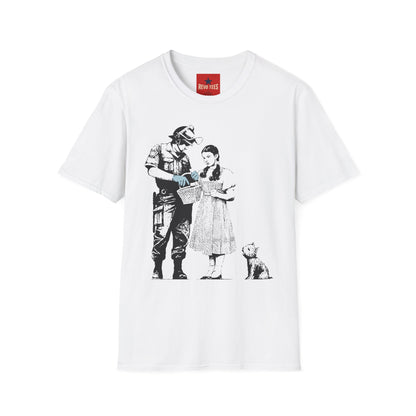 Banksy T-Shirt — Police Officer and Girl Stencil Art Tee (Banksy-Style)