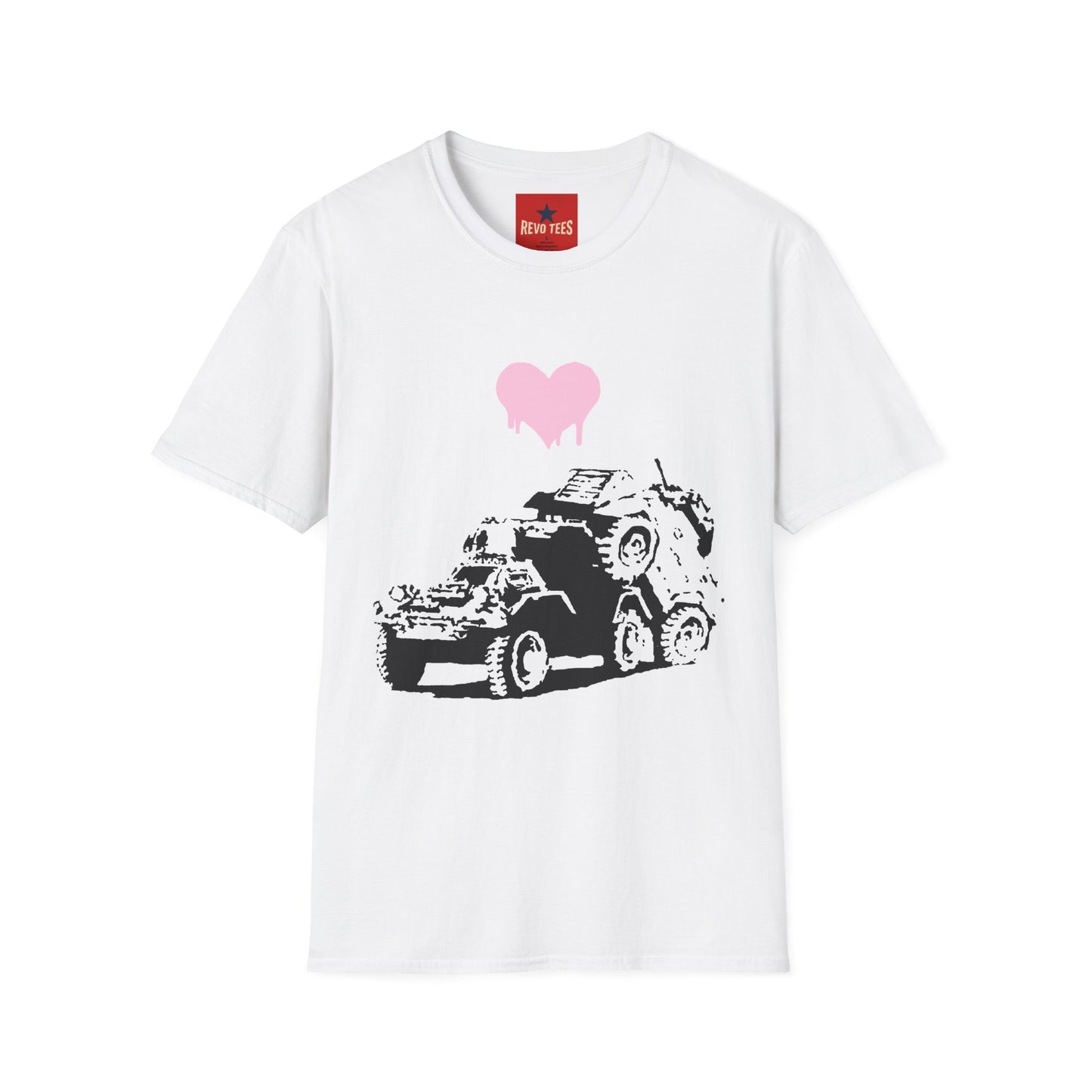 Banksy T-Shirt — Pink Drip Heart with Tank Graffiti Tee