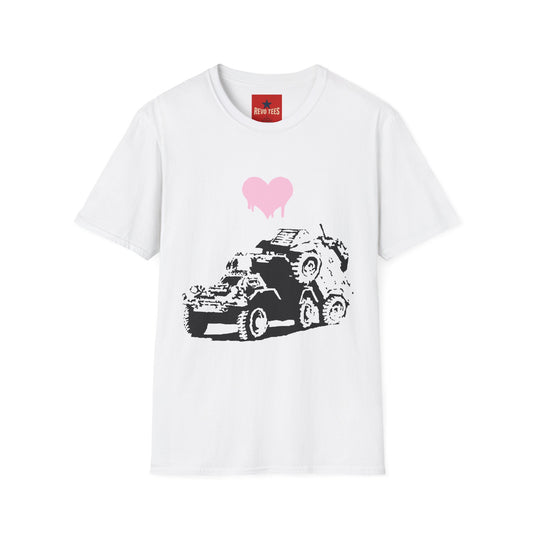 Banksy T-Shirt — Pink Drip Heart with Tank Graffiti Tee