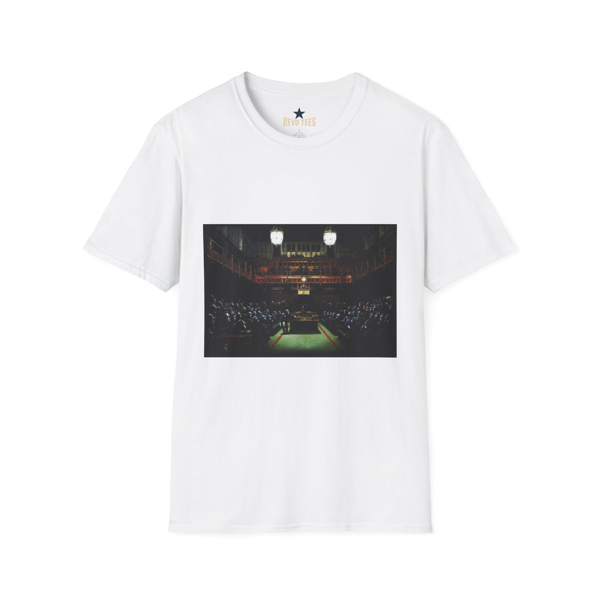 Revotees Banksy Courtroom Night Scene Vintage Courtroom Photo T-Shirt
