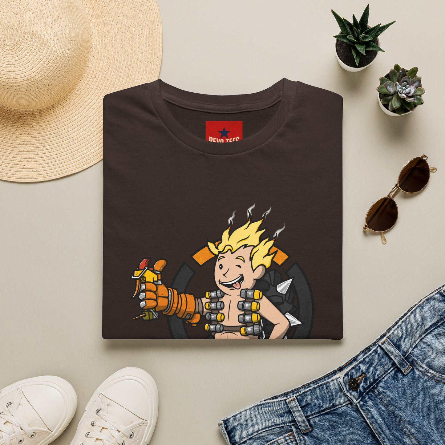 Junkrat-Inspired Gamer Tee — Cartoon Explosive Hero Graphic T-Shirt