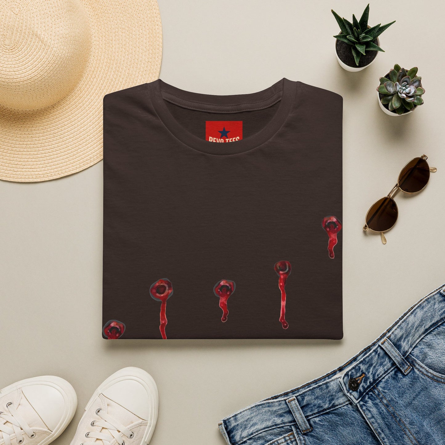 T-Shirt — Minimal Red Drip Eyeballs Graphic Tee