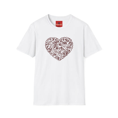 Ornate Floral Heart T-Shirt — Vintage Filigree Valentine Tee
