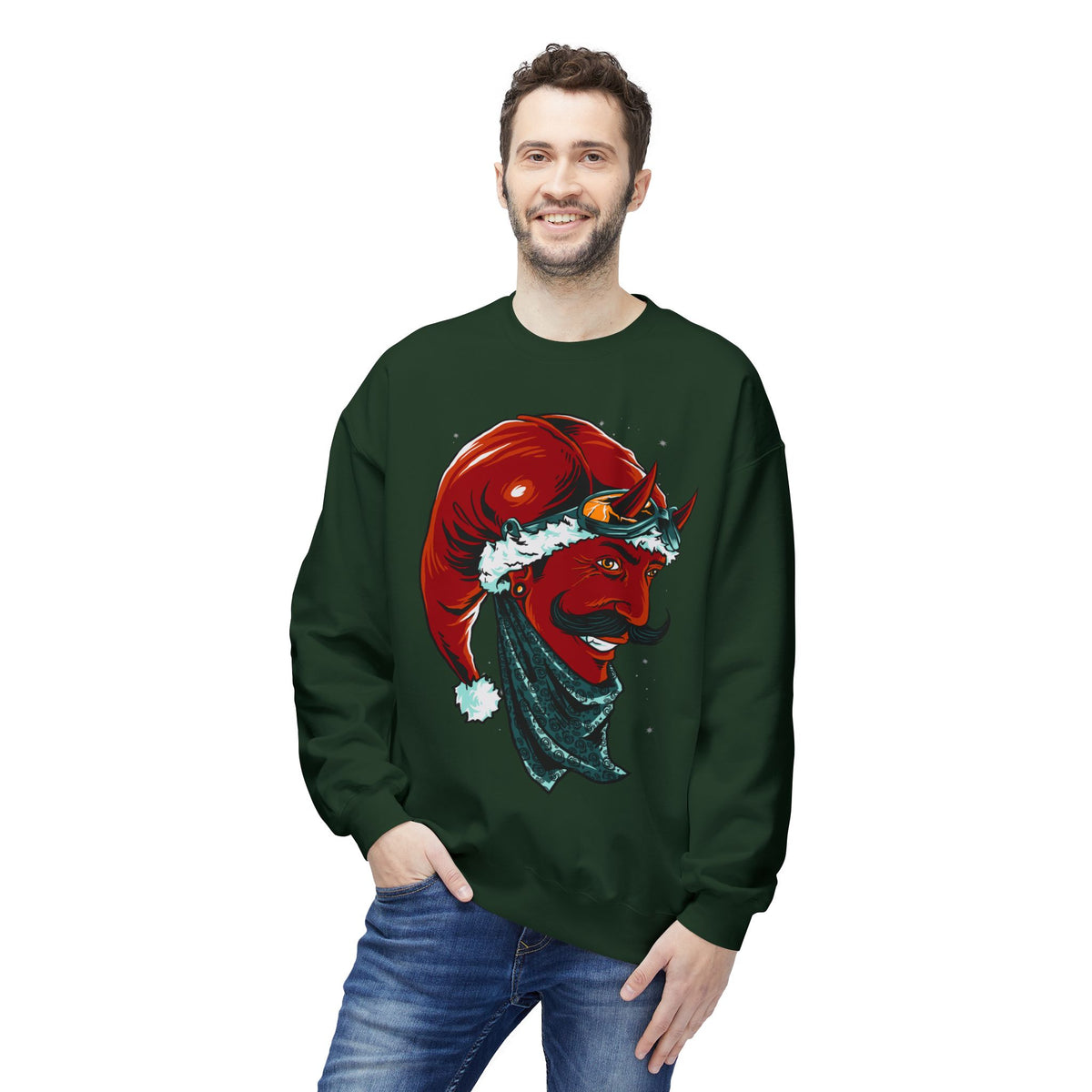 Devil Santa — Vintage Holiday Demon Graphic Crewneck Sweatshirt