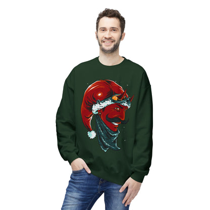 Devil Santa — Vintage Holiday Demon Graphic Crewneck Sweatshirt