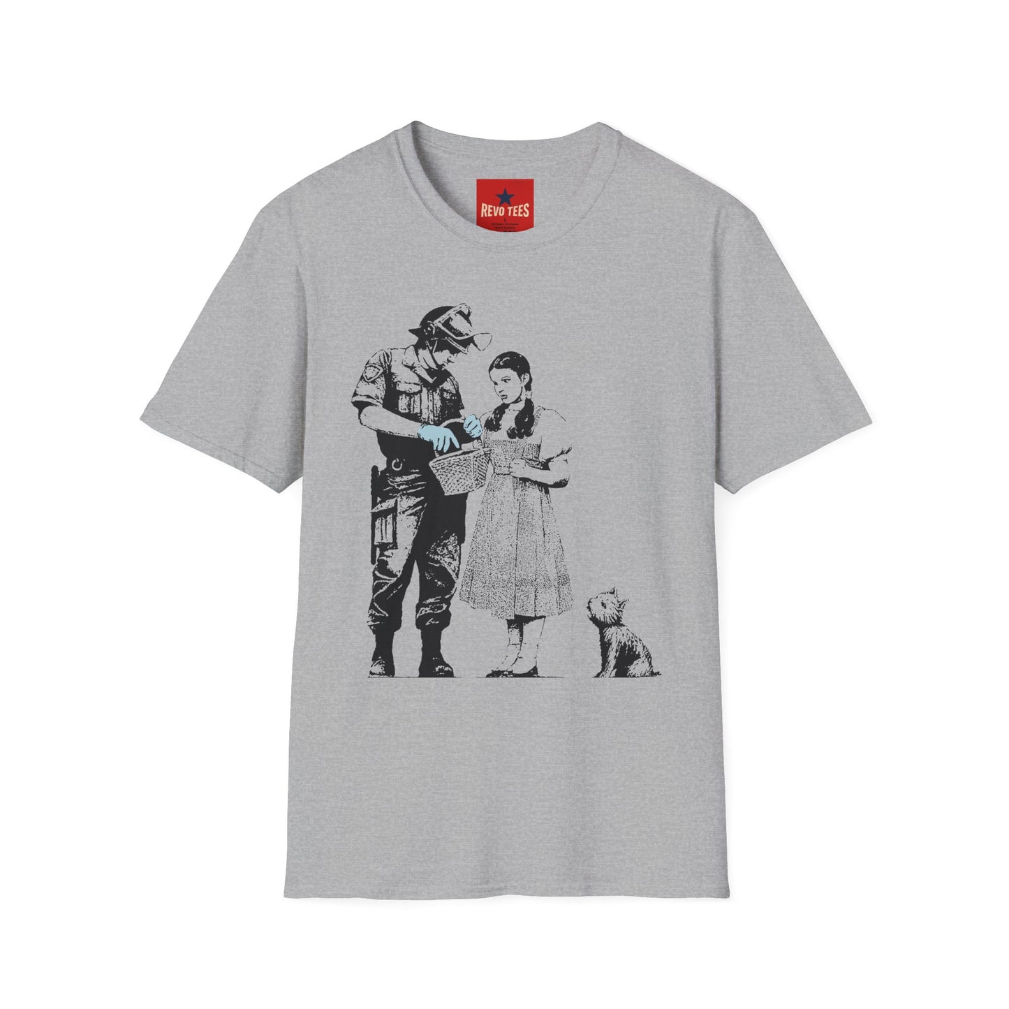 Banksy T-Shirt — Police Officer and Girl Stencil Art Tee (Banksy-Style)
