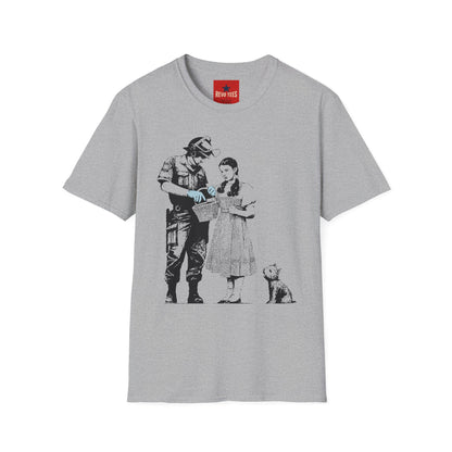 Banksy T-Shirt — Police Officer and Girl Stencil Art Tee (Banksy-Style)