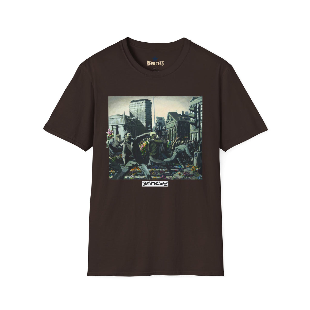 Revotees Banksy City Riot Graphic Urban Protest Art T-Shirt - alternate view 4