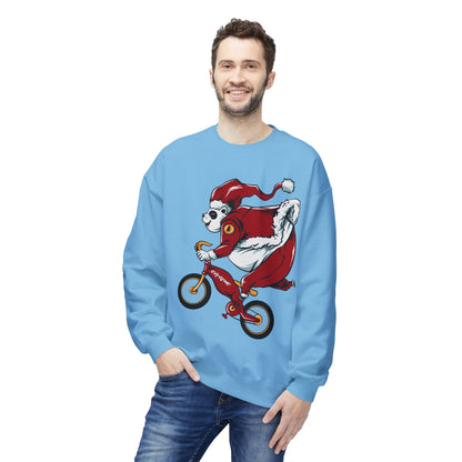 Santa Bear BMX Sweatshirt — Funny Christmas Cycling Holiday Crewneck