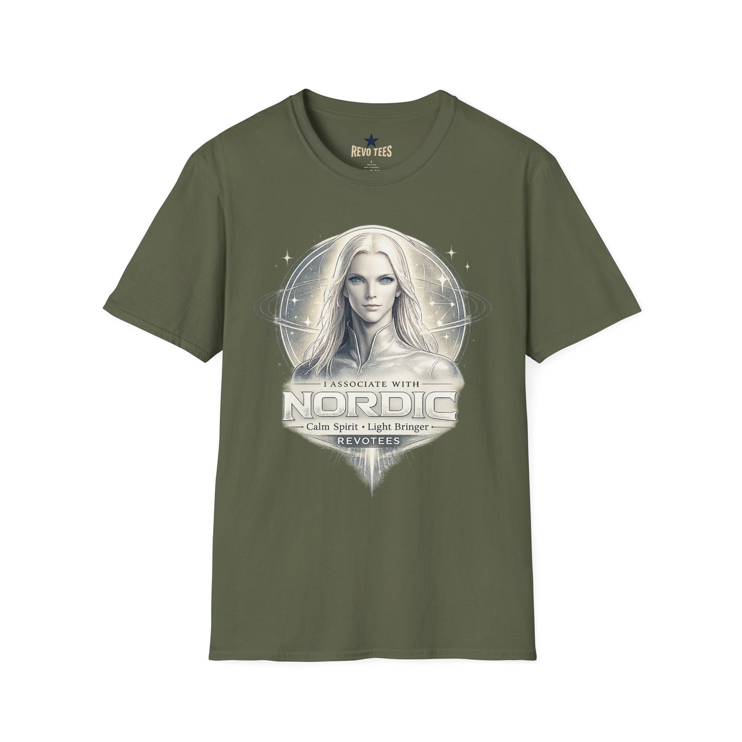 REVOTEES Nordic Goddess T‑Shirt — Ethereal Viking Celestial Portrait Tee