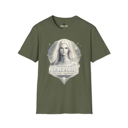 Revotees Nordic Goddess Ethereal Viking Celestial Portrait T-Shirt - alternate view 2
