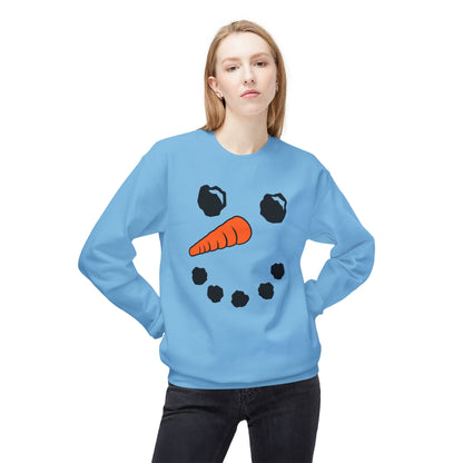 Snowman Face Crewneck Sweatshirt — Cute Winter Holiday Pullover