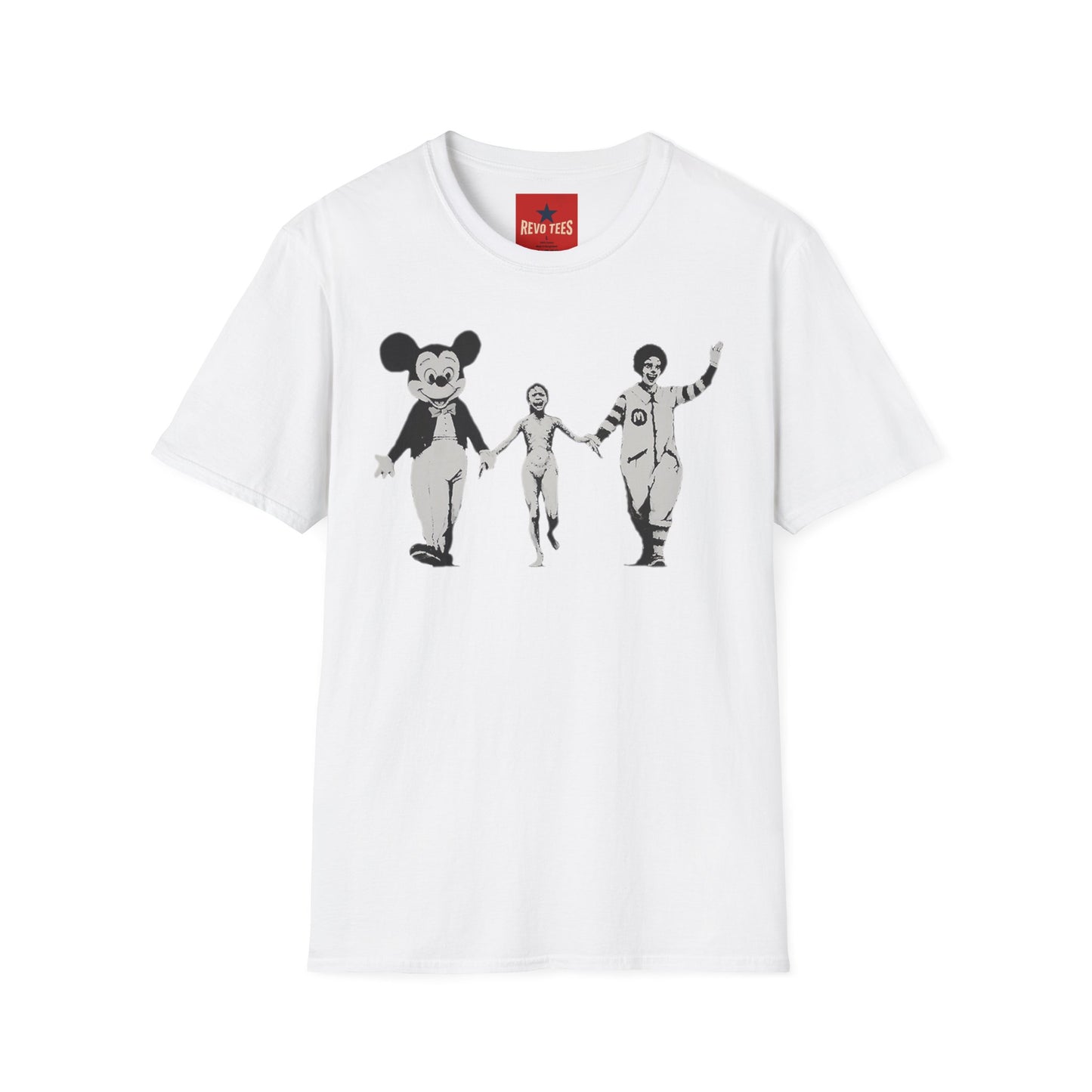 Banksy Graphic T-Shirt — Retro Satirical Parade Design