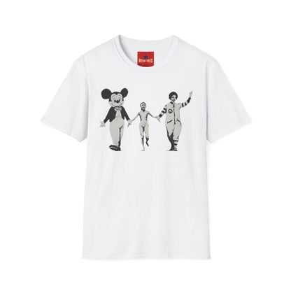 Banksy Graphic T-Shirt — Retro Satirical Parade Design