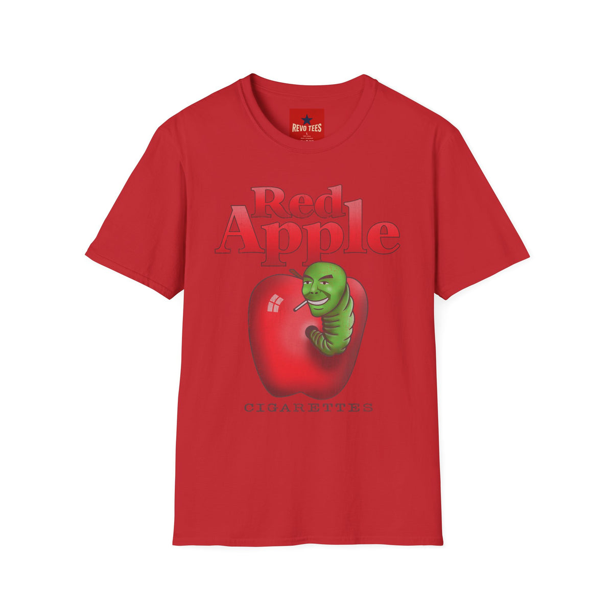 Revotees Red Apple Graphic Vintage Worm Illustration Red Apple T-Shirt - alternate view 11