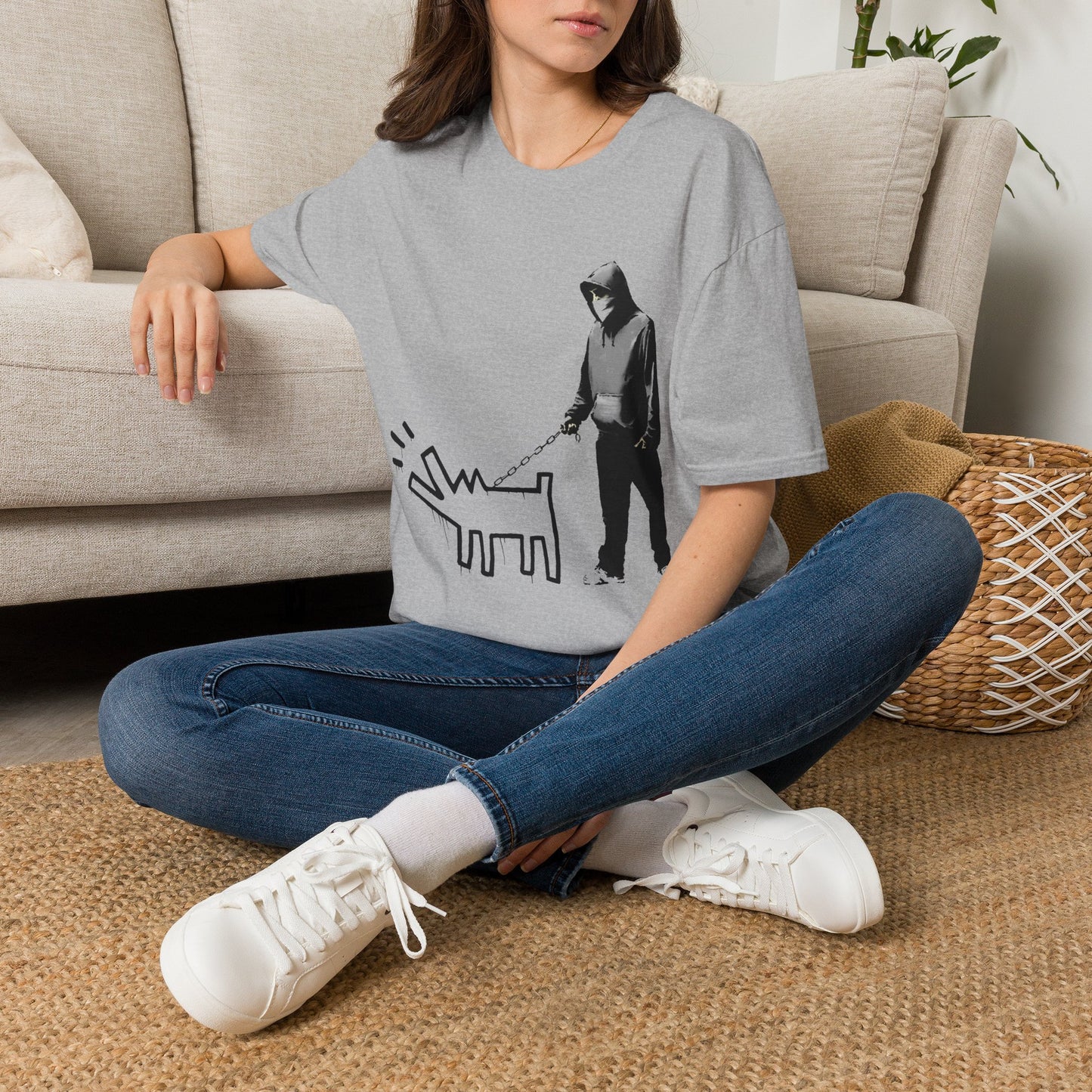 Banksy Walking The Dog — Urban Keith Haring Style Graphic Tee