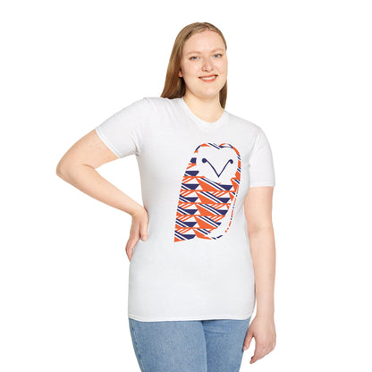 Owl Pattern T-Shirt — Geometric Orange & Navy Cute Owl Graphic Tee