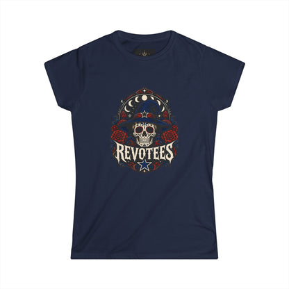 Revotees Skull Tee — Women's Gothic Americana Graphic T‑Shirt