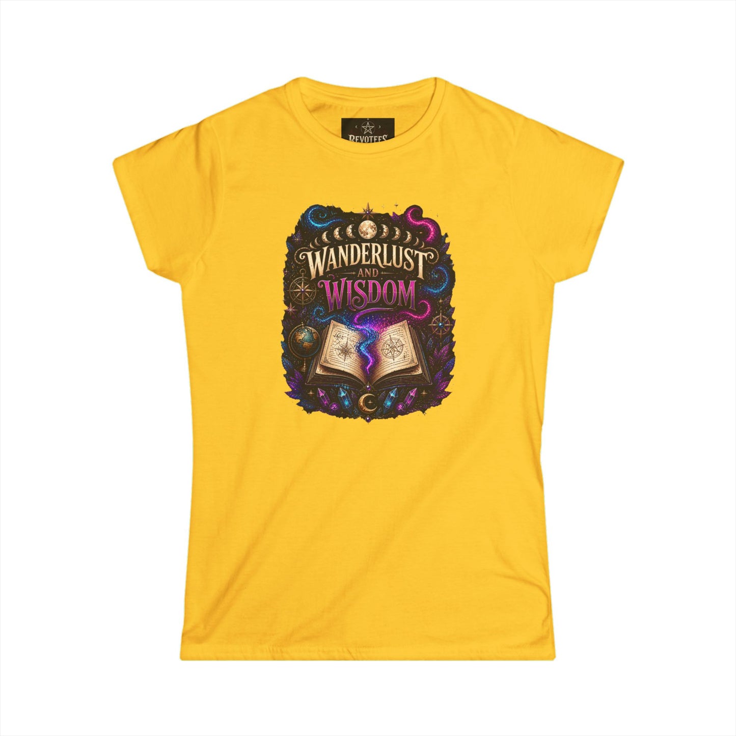 Wanderlust & Wisdom Graphic Tee — Magical Open Book Travel Shirt