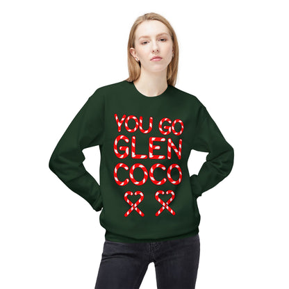 "You Go Glen Coco" Candy Cane Holiday Graphic Crewneck Sweatshirt