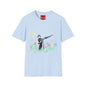 T-Shirt — Banksy Style Soldier with Childlike Doodle Flowers