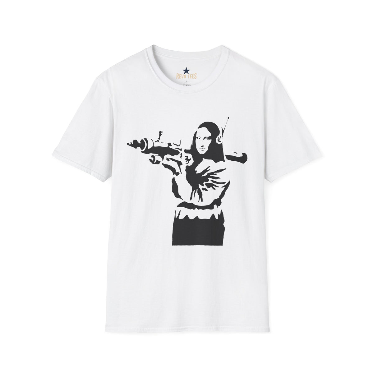 Revotees Banksy Mona Lisa Spray Paint Street Art Parody T-Shirt - alternate view 2