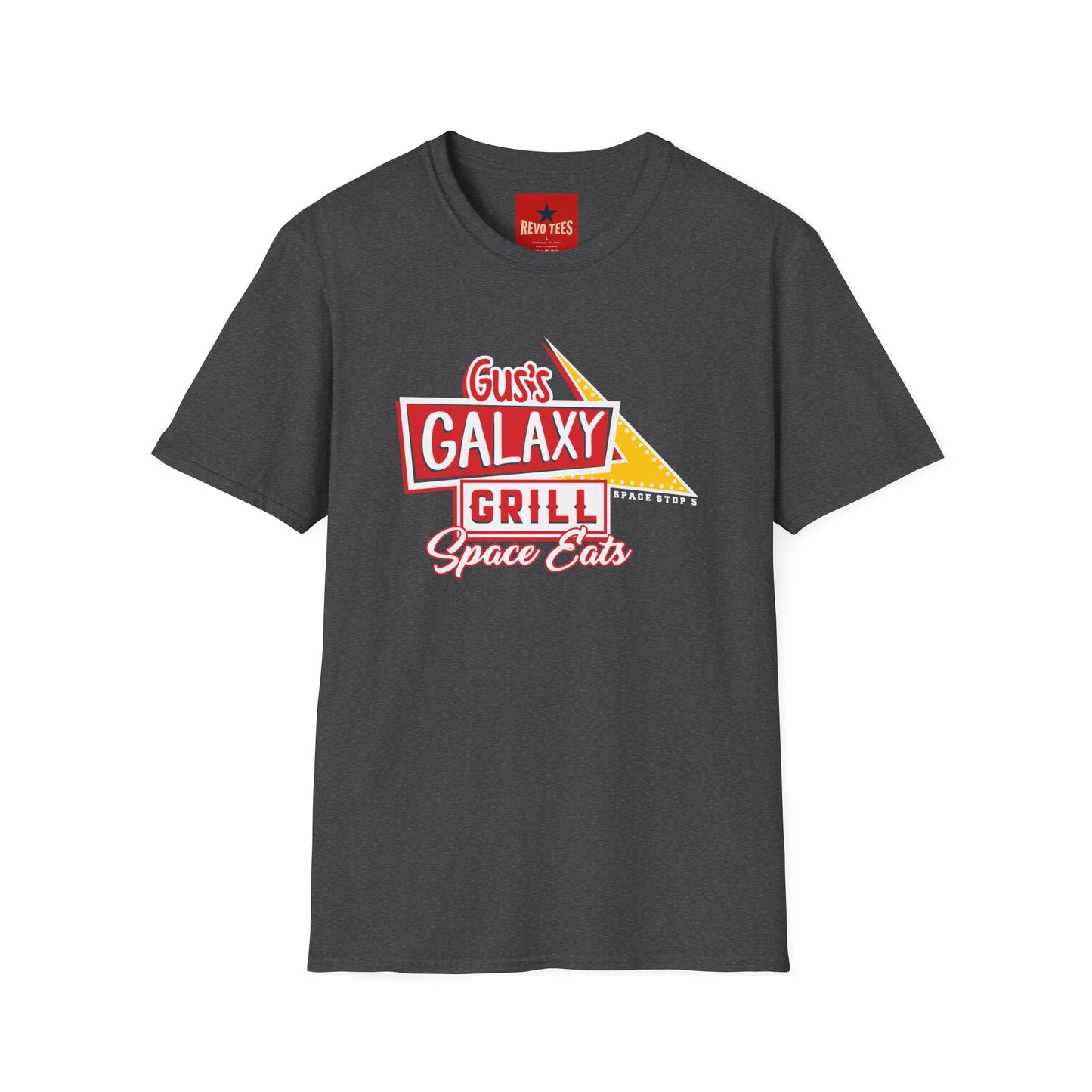 Galaxy Grill T‑Shirt – "Gus's Galaxy Grill: Space Eats" Retro Diner Tee