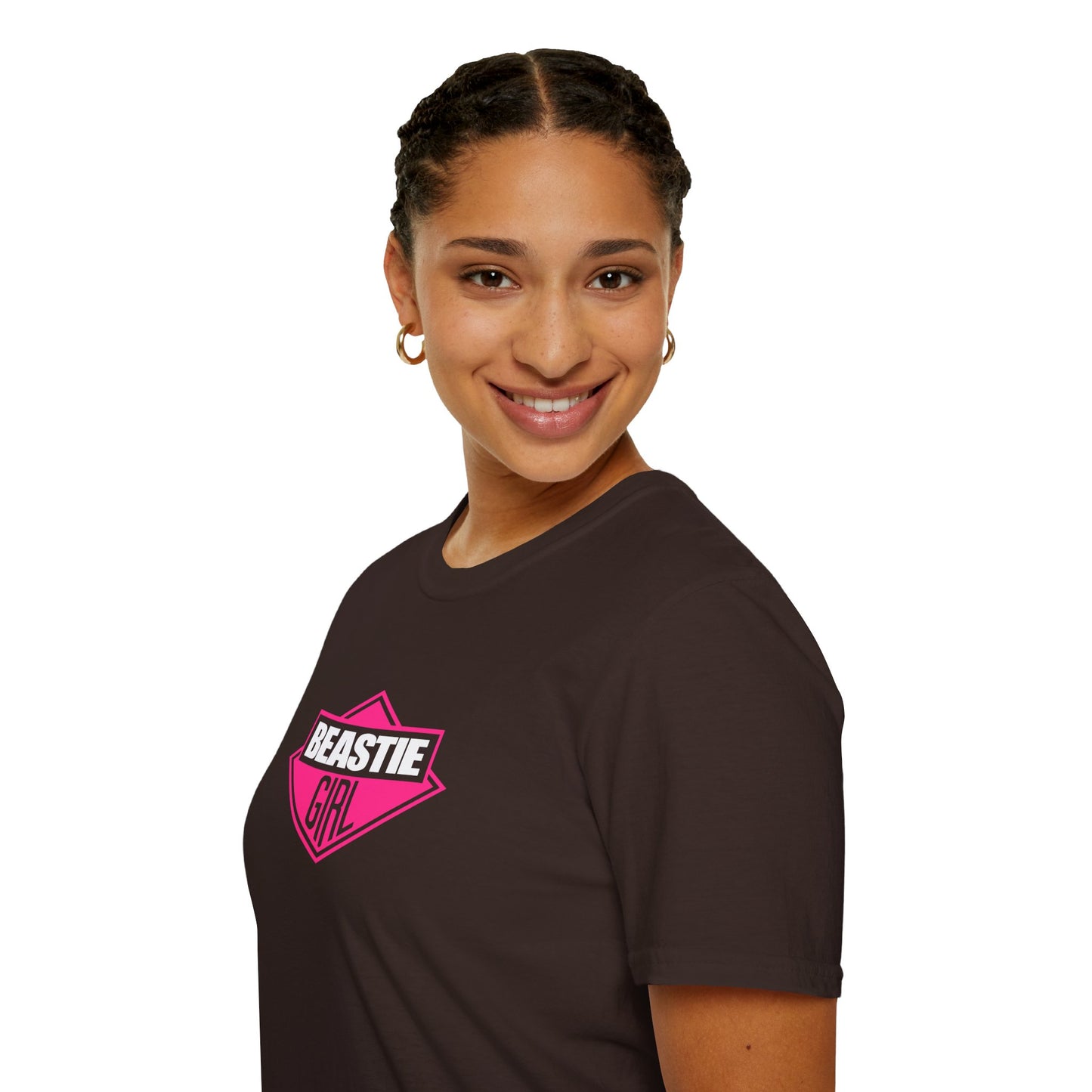 Beastie Girl T-Shirt — Retro Pink Logo Tee for Women