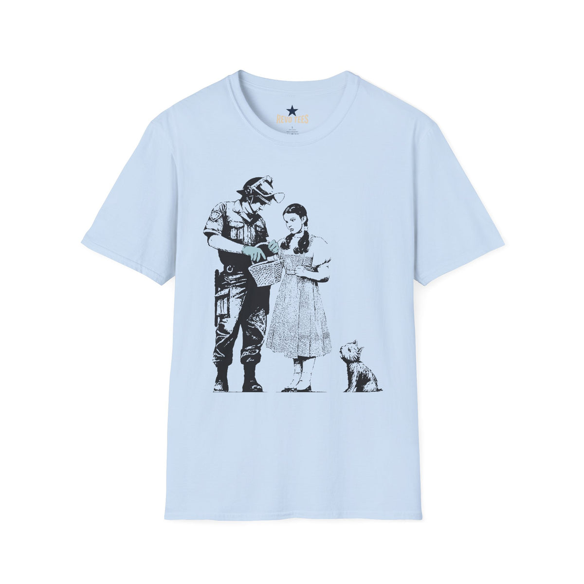 Revotees Banksy Police Officer and Girl Stencil Art Banksy Style T-Shirt - alternate view 5