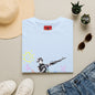 T-Shirt — Banksy Style Soldier with Childlike Doodle Flowers
