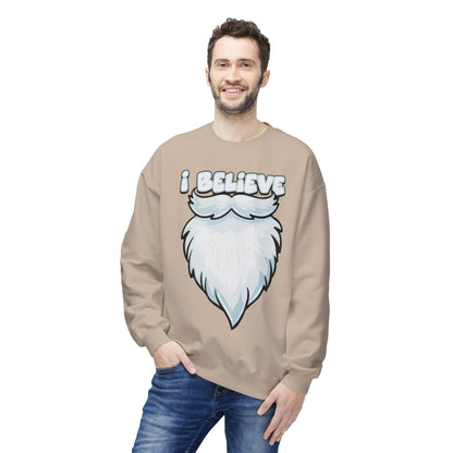"I Believe" Santa Beard Holiday Crewneck Sweatshirt