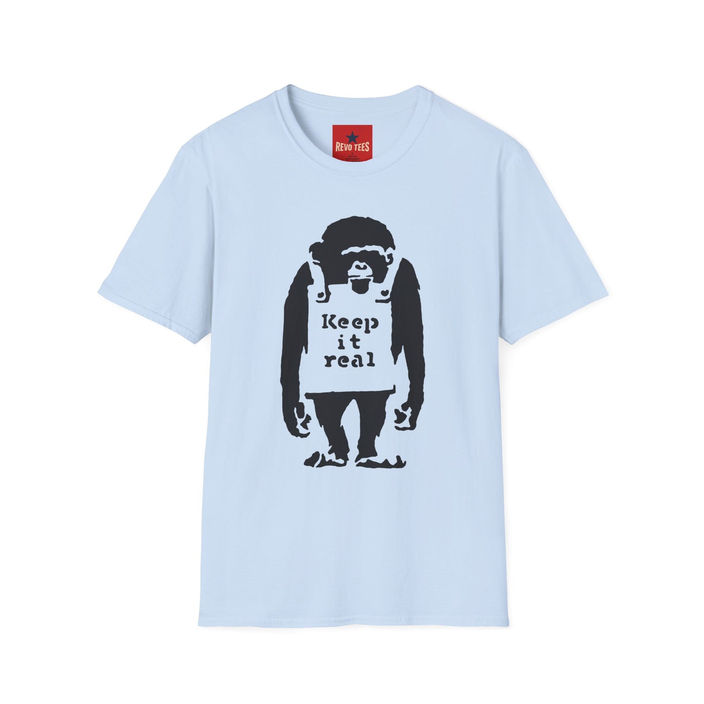 Banksy T‑Shirt — 'Keep It Real' Monkey Graphic Tee — Vintage Streetwear, Casual Gift