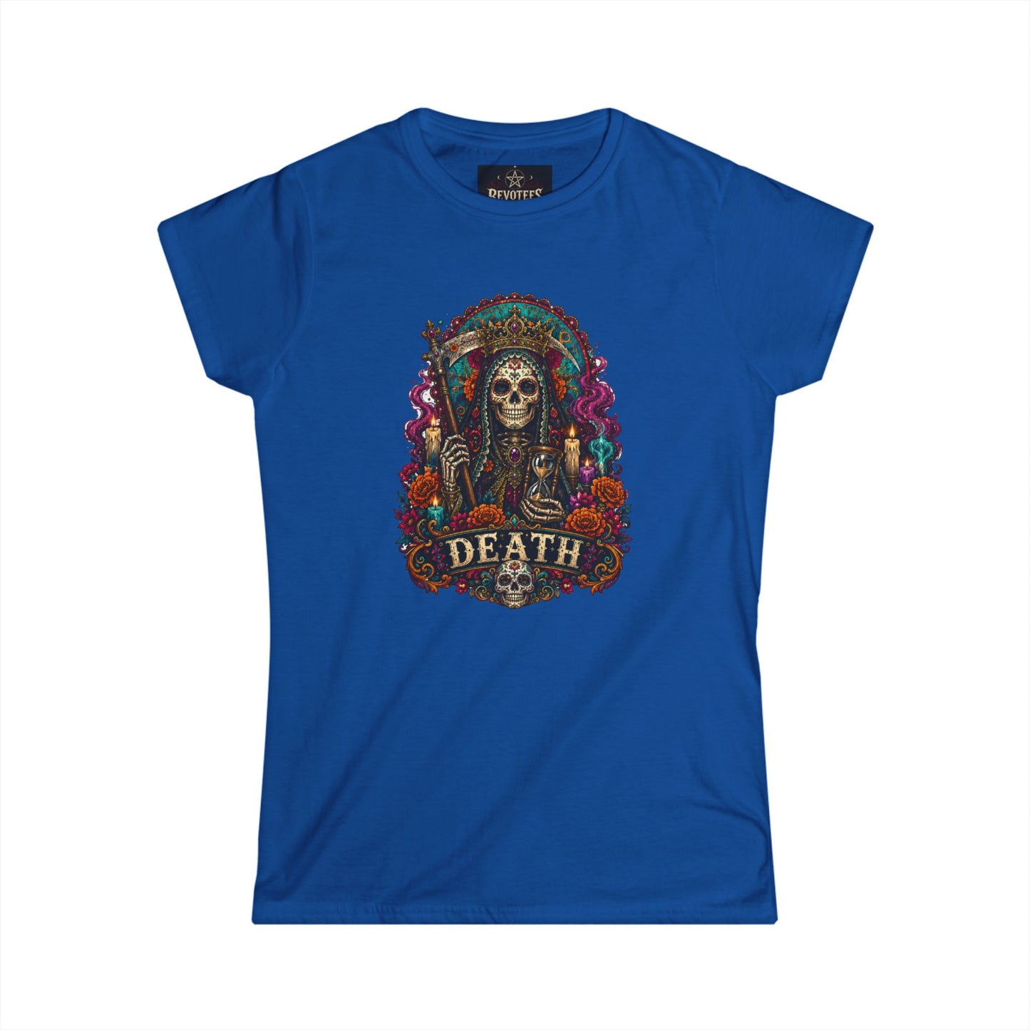 Day of the Dead "Death" Skull Tee — Women's Gothic Floral Graphic Shirt