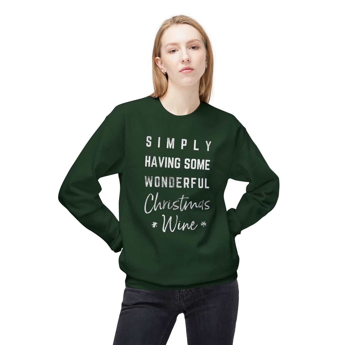 Christmas Wine Sweatshirt - "Simply Having Some Wonderful Christmas Wine" Holiday Crewneck