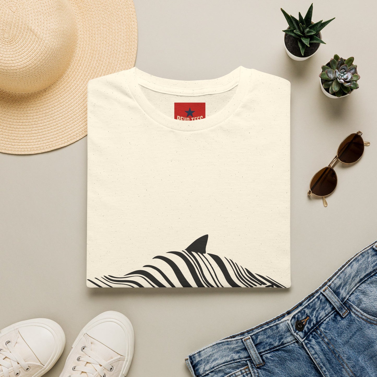 Whale Wave T-Shirt — Minimal Black Stripe Whale Design
