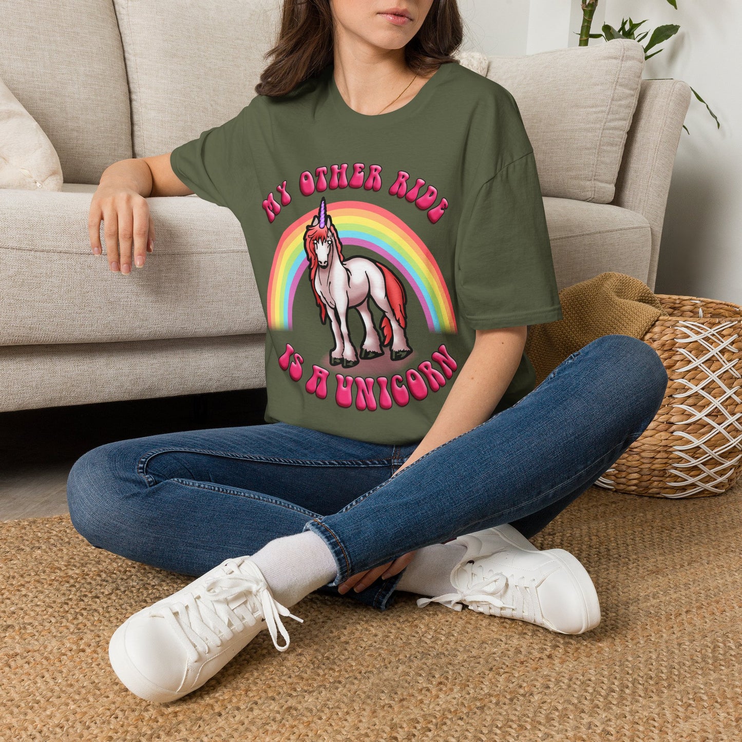 Unicorn Rainbow T‑Shirt — “My Other Ride Is A Unicorn” Retro Graphic Tee