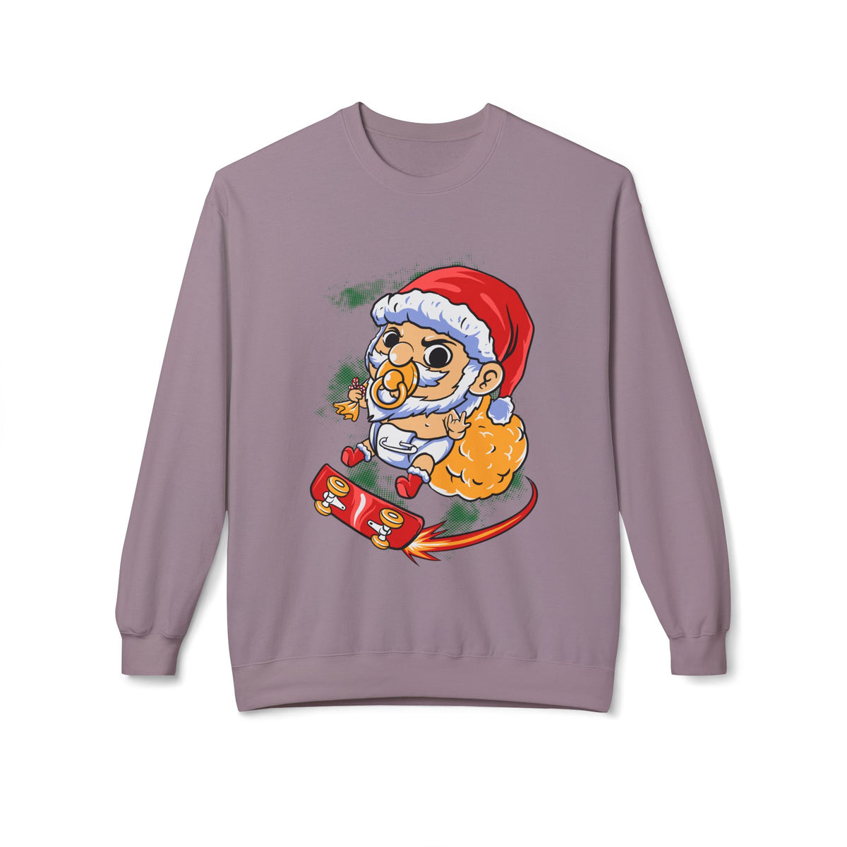 Christmas Skateboard — Santa Skateboarding Holiday Sweater Crewneck Sweatshirt