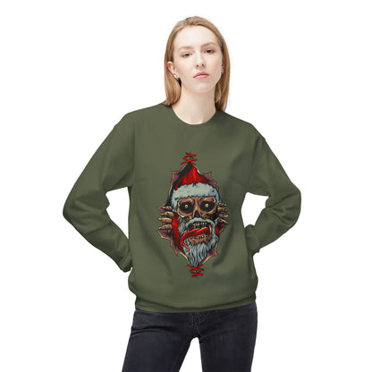 Skull Santa Crewneck Sweatshirt — Horror Christmas Graphic