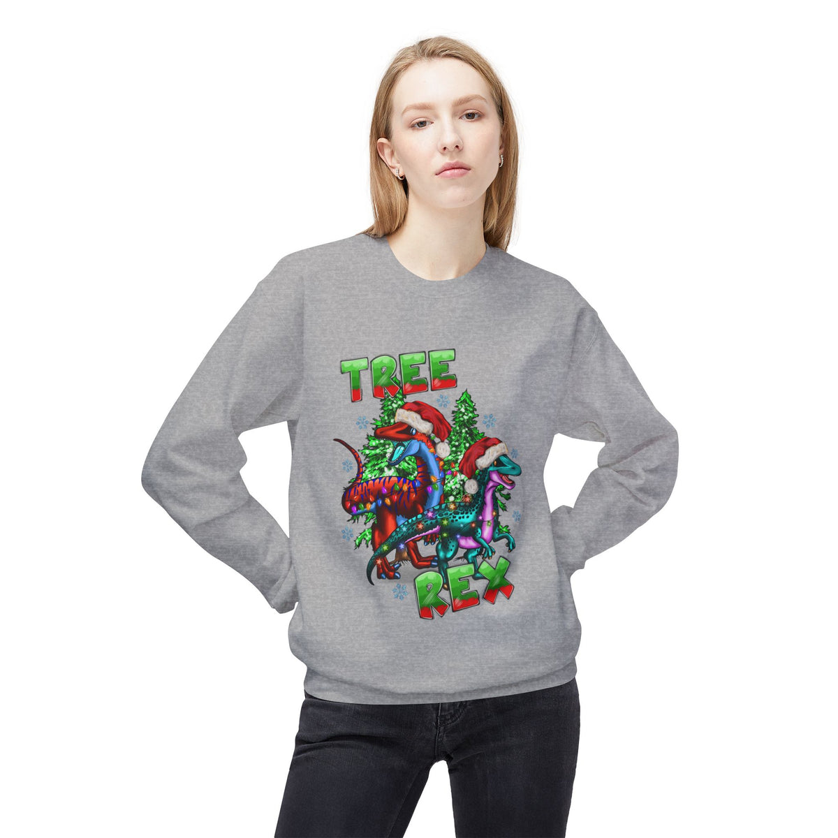 Tree Rex Christmas — Festive Dinosaur Holiday CrewneckSweatshirt