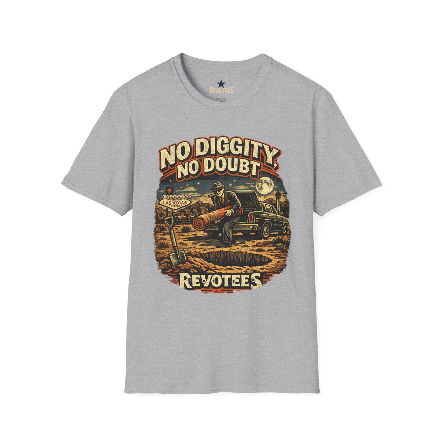 REVOTEES No Diggity No Doubt Retro Graphic Tee — Vintage Vegas Nightshirt Design
