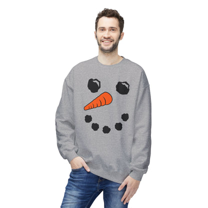 Snowman Face Crewneck Sweatshirt — Cute Winter Holiday Pullover