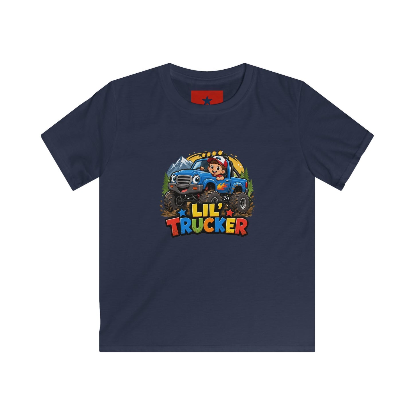 Kids Tee — "Lil' Trucker" Monster Truck Kids T-Shirt | Cute Off-Road Cartoon Top