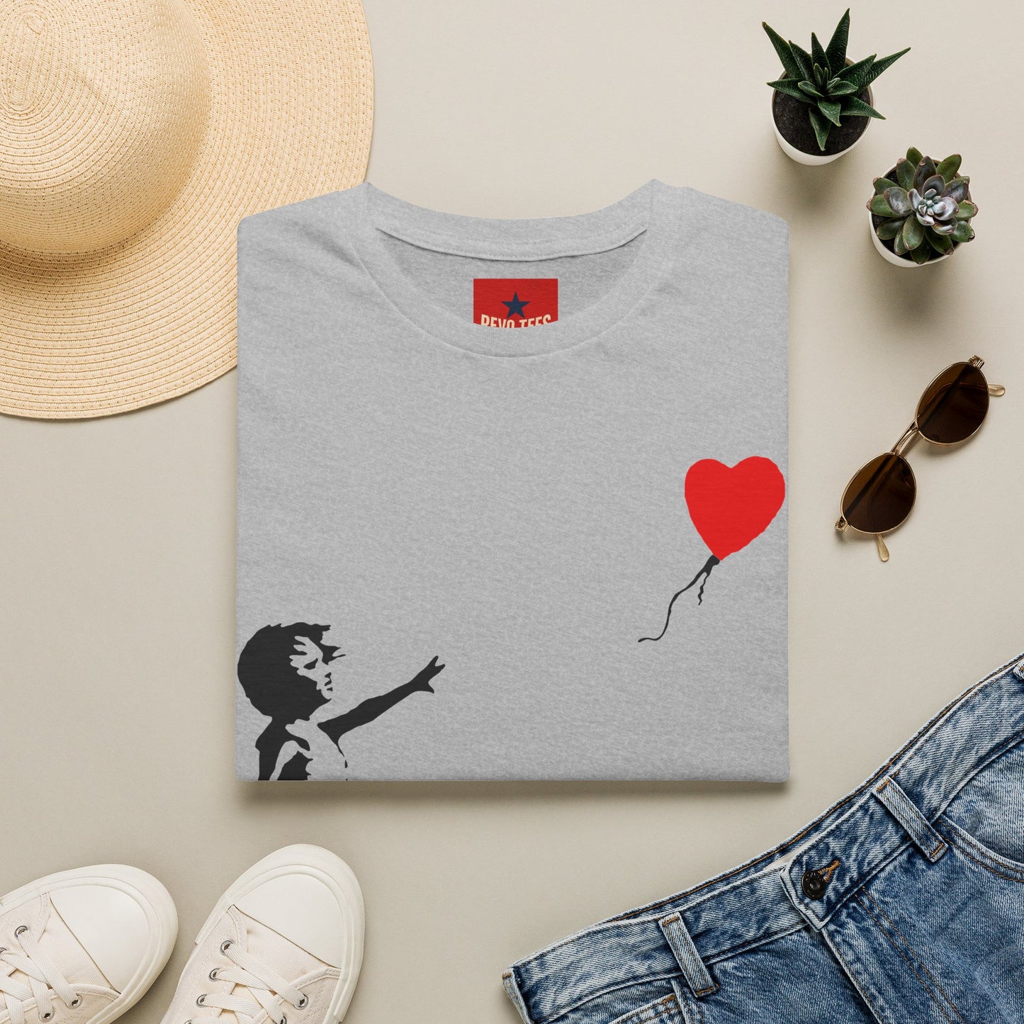Banksy Balloon Girl T‑Shirt — Heart Balloon Street Art Graphic Tee