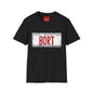 BORT License Plate T‑Shirt — 'Itchy & Scratchy Land' Retro TV Fan Tee